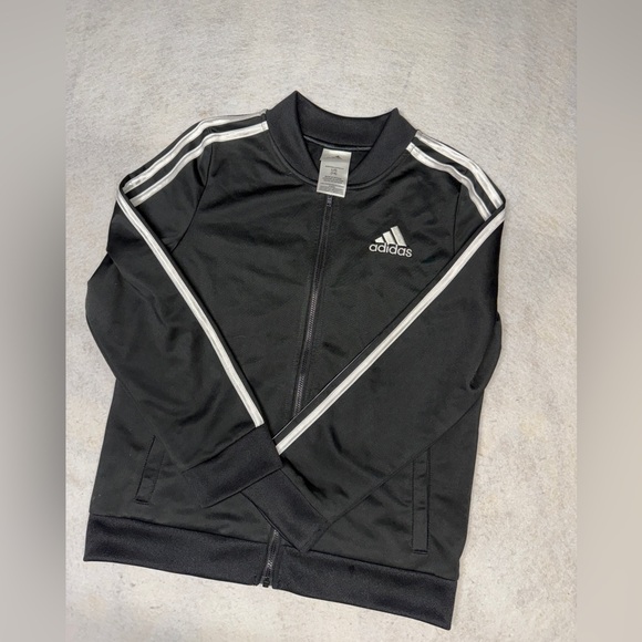 Adidas Youth Large Black Full Zip Stripe‎ Sleeve Track Jacket - Picture 1 of 4